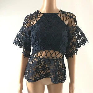 Keepsake Stay Close Spitzentop Damen Gr. XS dunkelblau Schößchen Kimono Bluse neu - Bild 1 von 4