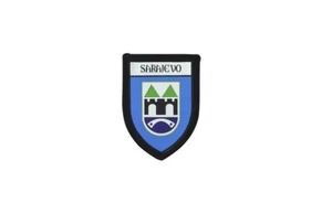 Aufnäher bedruckt Stickerei Reise Souvenir Schild Stadtflagge Sarajevo Bosnien - Bild 1 von 1