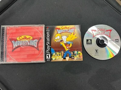 Los Simpson Lucha Libre (Sony PlayStation 1, 2001) CIB PS1 Etiqueta Negra Probado Foto 1 de 2