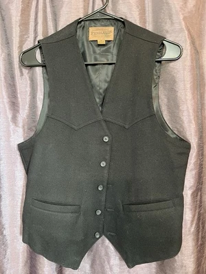 Pendleton Mills Mens M Wool Black Lined Let’er Buck Western Vest Whiskey Rodeo - Image 1 of 4