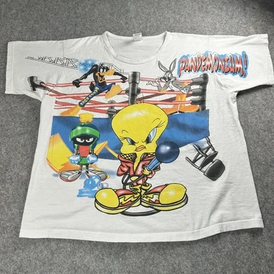 Camisa masculina vintage Looney Tunes XXL FREEZE Pandemonium luta livre AOP 90s Tweety - Imagem 1 de 4
