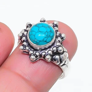 Green Turquoise Gemstone Handmade 925 Sterling Silver All Size Ring For Gift - Picture 1 of 1