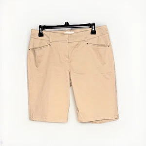NWT Cache Women’s Sz 8 Tan Khaki Cotton Stretch Bermuda Shorts - Picture 1 of 9