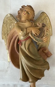 Adorno italiano vintage ángeles belén tocando arpa goma 6" marcado Italia - Imagen 1 de 4