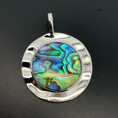 CLIP-ANHÄNGER 925/-SILBER RHOD. MIT ABALONE/ BERGKRISTALL DUBLETTE  SCHMUCKJAGD - Bild 1 von 4