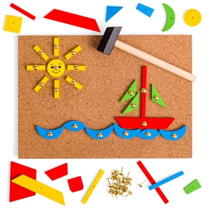 Bigjigs Toys Pin-a-Shape Set | Kit Arte Rubinetto con Spilla e Forme in Legno - Foto 1 di 7