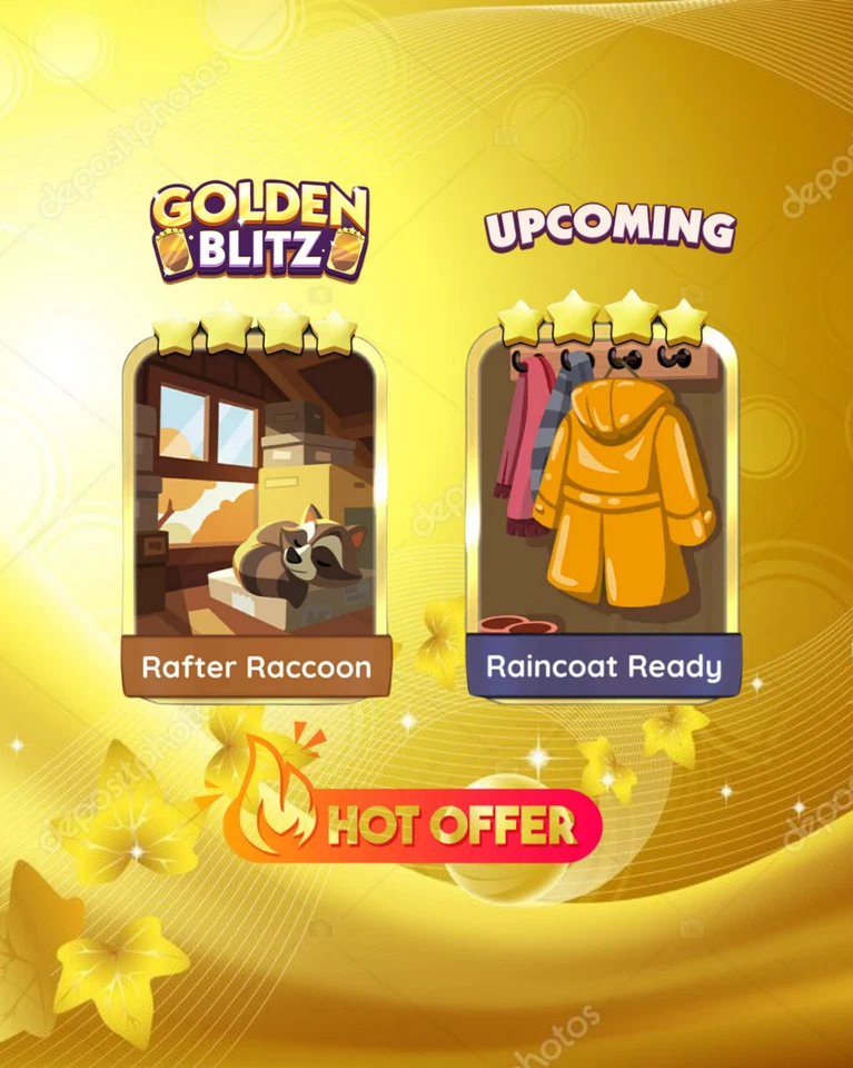 Golden Blitz Package Raincoat Ready & Rafter Raccoon  Monopoly Go - Image 1 of 1