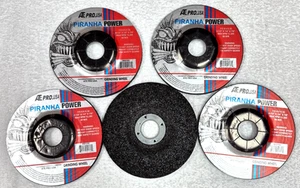 PIRANHA GRINDING WHEEL DISC 5 PC. 4-1/2" INCH X 7/8" ARBOR X 1/4" THICK FIVE - Picture 1 of 3