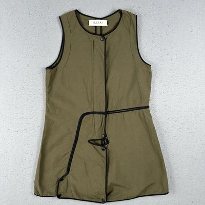 2011 Manri Chaleco Túnica Vestido Para Mujer’s 42 Verde Recorte Cremallera A Presión Largo Borde Utilitario Foto 1 de 4