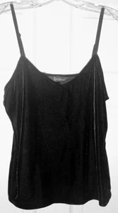 Pajamagram Women's Velour Tank Top Black Double Strap Size M - Picture 1 of 2