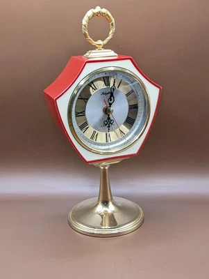 RELOJ REPISA PEDESTAL RITMO VINTAGE AÑOS 70 oro rojo cuerda alarma hecho en Japón Foto 1 de 4
