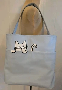 CARLOS Schultertasche Peeking Cat hellblau Kunstleder - Bild 1 von 7