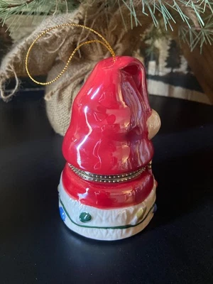 Caja de música animada de cuerda Mr Christmas sombrero de Papá Noel adorno cerámica porcelana Foto 1 de 2