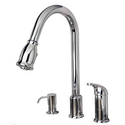 LAGUNA BRASS Single Handle Pull-Down Kitchen Faucet with Soap/Lotion Dispenser Chrome Finish