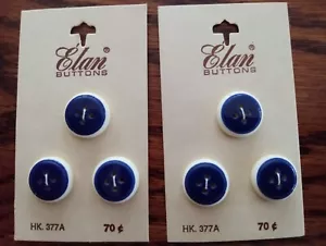 6 botones vintage en capas azul marino sobre blanco botones Elan hechos en Holanda - Imagen 1 de 1
