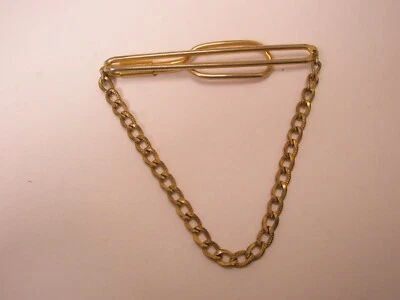 Elegante cadena de eslabones cubanos vintage SWANK colgante barra de corbata clip Foto 1 de 4