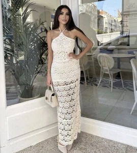 ZARA WOMANS HALTER DRESS CROCHET BNWT 2712/806 SIZE M - Picture 1 of 7