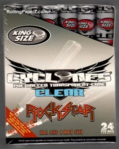 Box OF 24 CYCLONES ROCKSTAR King Size CLEAR Flavored Pre Rolled Cones NO TOBACCO - Picture 1 of 1