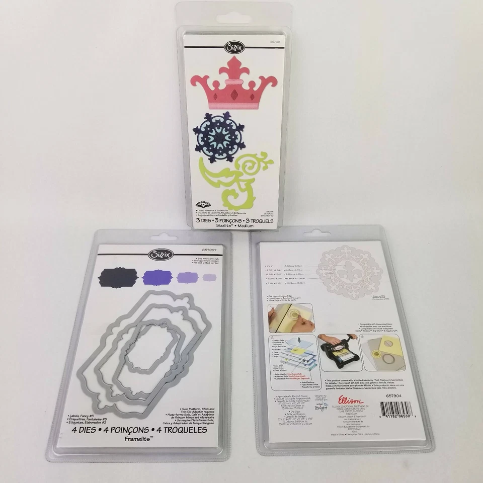 Sizzix Sizzlits 657128 Framelits 657904 Frame Fleur Lis 657907 Labels Fancy #3 - Image 1 of 4
