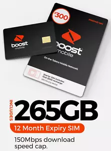 Boost Mobile $300 Prepaid SIM CARD Starter Kit 265GB Data LONG EXPIRY 31/03/2026 - Picture 1 of 3