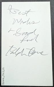 Ralph Rowe - 1972 Coach Debut Autographed Index Card - Deceased 1996 - Picture 1 of 2