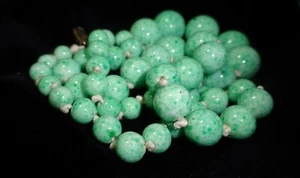 Peking Glass Beads Necklace Antique Art Deco Hand knotted Graduated New Clasp - Picture 1 of 4