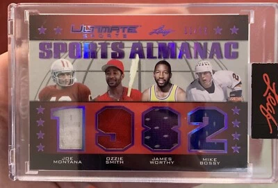 Leaf Ultimate HOF 2021 Joe Montana Smith James Worthy Bossy juego usado #11/12 Foto 1 de 2