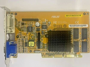 VINTAGE ASUS V7100/2V1D/32M NVIDIA GEFORCE2 MX 32 MB AGP VGA DVI CARD MXB27  - Picture 1 of 3