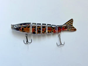 Multi Joint Bait 8-Segment Fishing Lure 5" Brown Swimbait Wobbler Nose Tie D2 - Picture 1 of 6