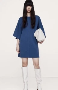 NWT Banana Republic Merino Flutter Sleeve Mini Sweater Dress Blue Sz M #536567 - Picture 1 of 7