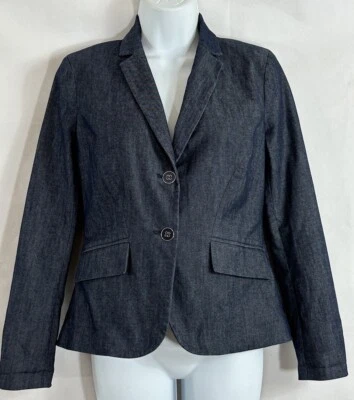 7th Avenue Design Studio New York & Co. Blazer chaqueta vaquera azul 2 botones talla 0 Foto 1 de 4