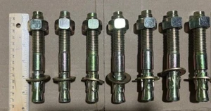 7 Qty Concrete Wedge Yellow Zinc Plated Expansion Anchors 3/4” X 5 1/2” + Extra - Picture 1 of 4