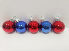 Patriotic 4th of July Red Blue MINI Glass Ornaments Red Green 1" Set of 5