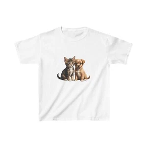 Cute Animal Friends Tee, Kids Cat and Dog Shirt, Pet Lover Gift, Animal Lovers - Picture 1 of 3