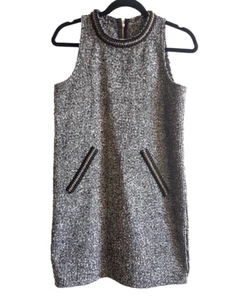 Elegante Vestido Vaina Sin Mangas Mezcla de Lana Imitación Bolsillo Decoración M Negocios Trabajo - Imagen 1 de 9