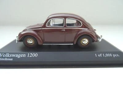 Volkswagen VW Käfer 1200 Ovali Modellino Auto Minichamps 1:43 Braun 430052106 - Immagine 1 di 3