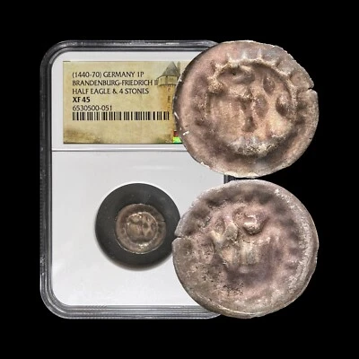 GERMANY. 1440, Pfennig, Silver - NGC XF45 - Brandenburg, Half Eagle, Stones - Image 1 of 4