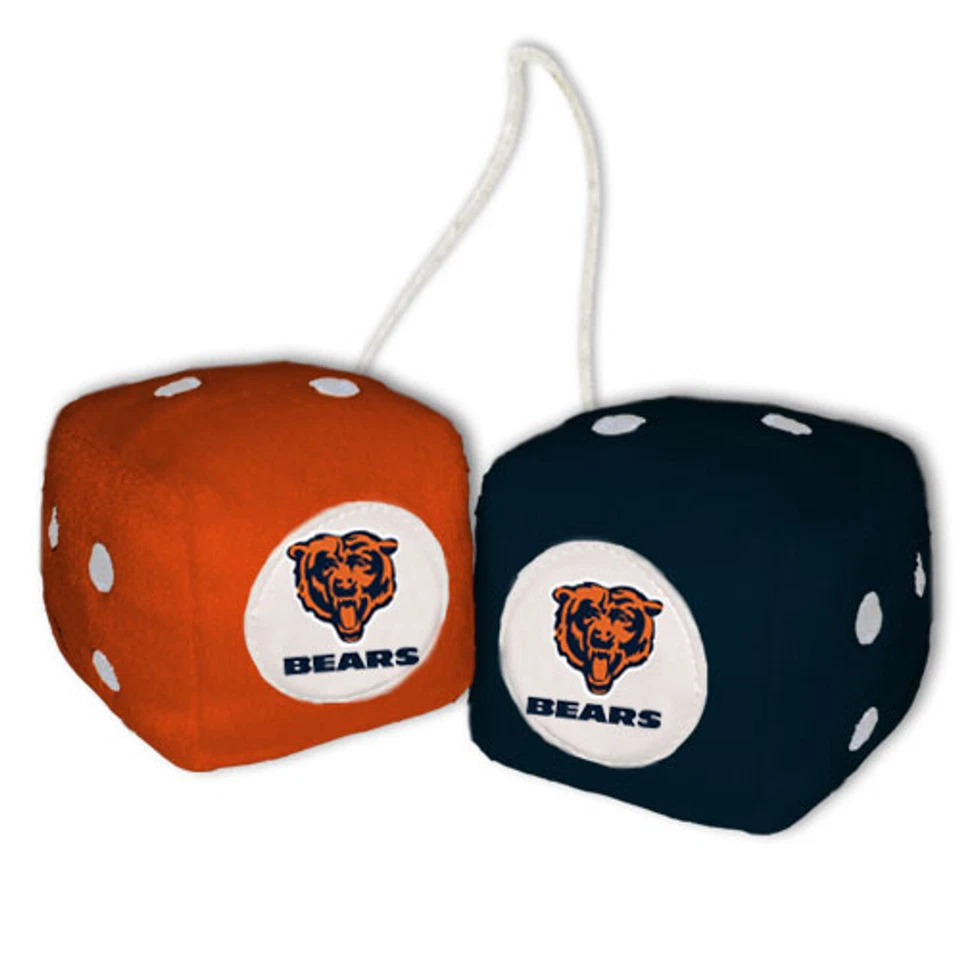 Chicago Bears Fuzzy Dice NFL Alta Calidad Peluche 3" Coche Auto Camión Fútbol Foto 1 de 1
