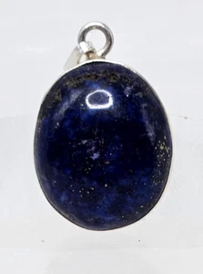 Lapis Lazuli Pendant 925 Bail Blue Oval 22x18x5mm 5g &FREE Leather Cord Necklace - Picture 1 of 11