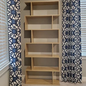 Large Wooden Bookcase 6 Tier S Shaped Bookshelf Storage Unit Tall Display Shelf - Picture 1 of 18