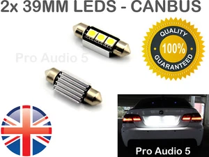 2x 39 mm Canbus weiß 3 SMD LED Glühbirnen fehlerfrei Nummernschild Innenleuchte. - Bild 1 von 3