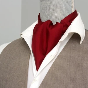 NWT Men's Cravat Ascot Maroon 100% silk A191 - Picture 1 of 7