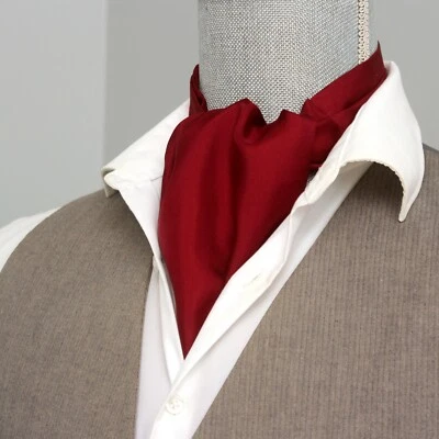 NWT Men's Cravat Ascot Maroon 100% silk A191 - Image 1 of 4