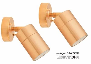2 x Copper Finish Outdoor Exterior Adjustable Tilt Wall Lights 240V 35W GU10 - Picture 1 of 3