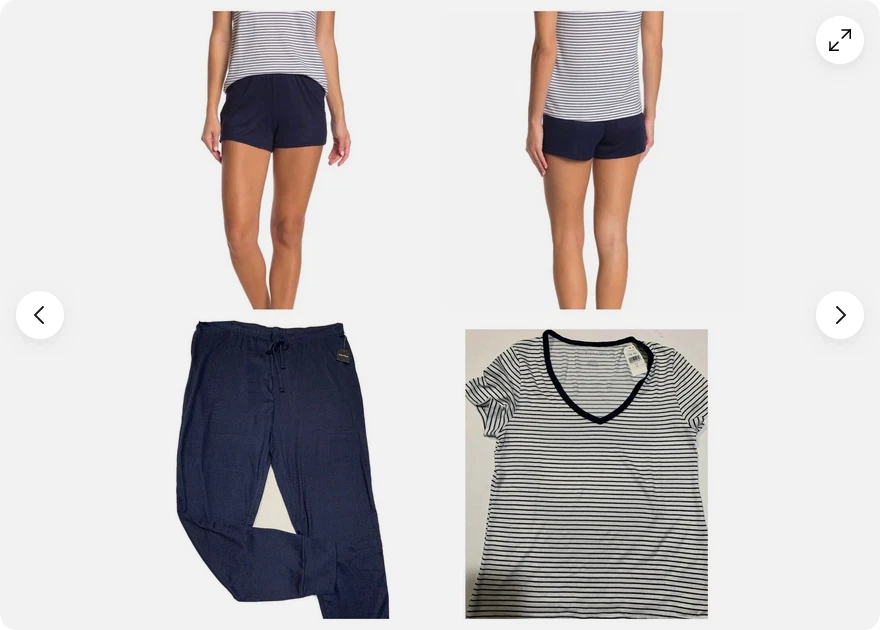 Nautica 4 PC Women's PJ Set Blue Striped Color XLARGE