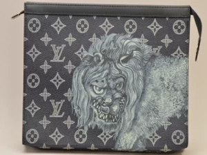 LOUIS VUITTON Voyager Savannah Monogram Pochette Bag M66639 Navy From Japan - Picture 1 of 11