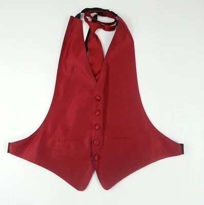 2 Piece Tuxedo Formal Wear Vest And Tie LXL Andrew Feeza Red - Image 1 of 4