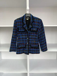 Vintage Sandro Paris Wendeblazer Blumen Strick Blau Damen - Bild 1 von 15