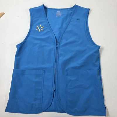 Walmart Vest XS Blue Employee Store Associate Full Zip Embroidered Spark Logo - Image 1 of 4