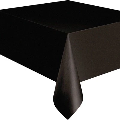 Midnight Black Rectangular Plastic Tablecovers Bulk 12pk Tablecloths 137cmX274cm - image 1 of 3
